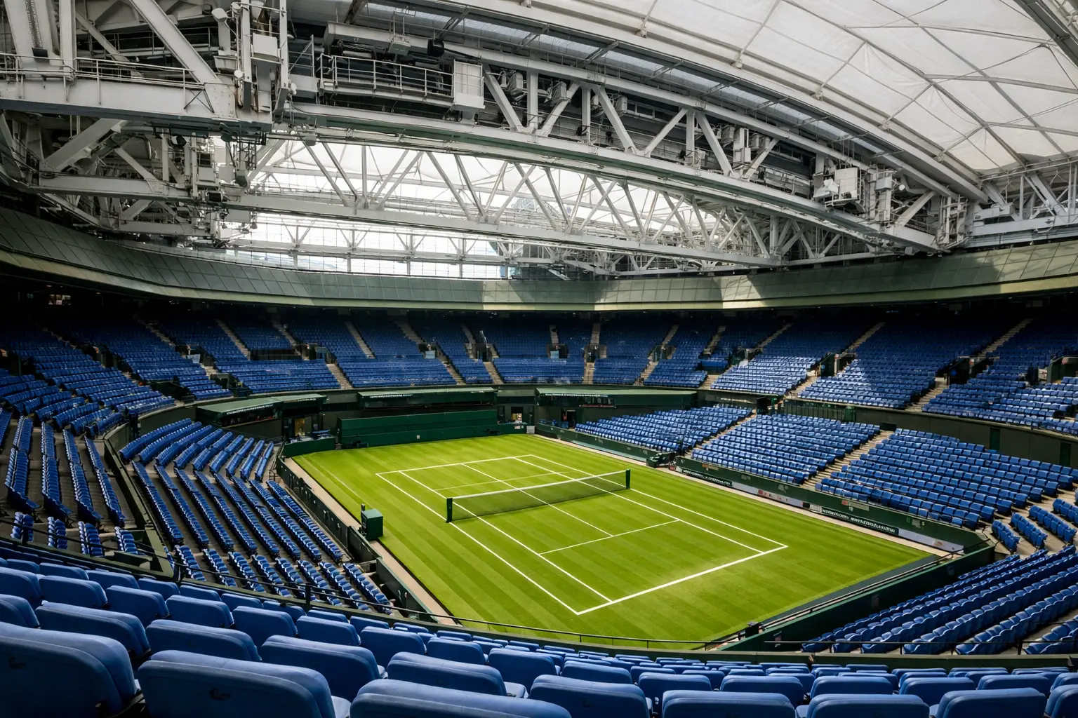Stadio di tennis con tetto retrattile parzialmente chiuso